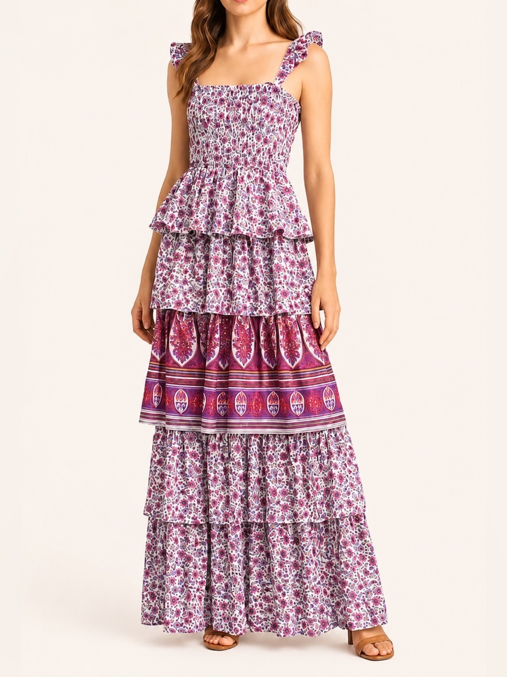 Abel the Label tiered floral maxi dress, medium
